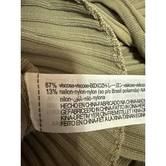 Zara Tan Turtleneck Ribbed Knit Cutout Ruched Long Sleeve Sweater Top Size S - Picture 4 of 4